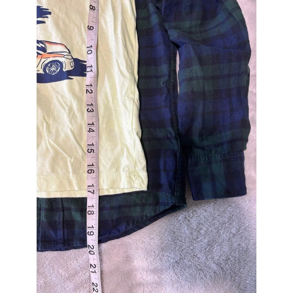 Boys long sleeve plaid shirt graphic tee bundle outfit casual playwear school